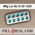 Mfg Lic No G 25 1325 138