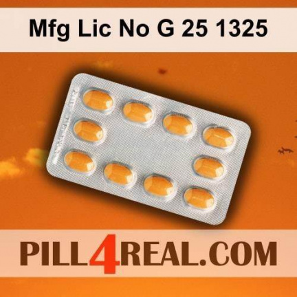 Mfg Lic No G 25 1325 300